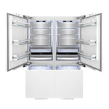 ZLINE Autograph Edition 60 in. 32.2 cu. ft. Panel Ready French Door Built-In Bottom Freezer Refrigerator with Water Dispenser and Ice Maker with Polished Gold Accents (RBIVZ-60-G)