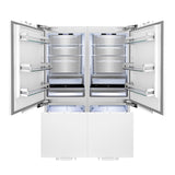 ZLINE Autograph Edition 60 in. 32.2 cu. ft. Panel Ready French Door Built-In Bottom Freezer Refrigerator with Water Dispenser and Ice Maker with Polished Gold Accents (RBIVZ-60-G)