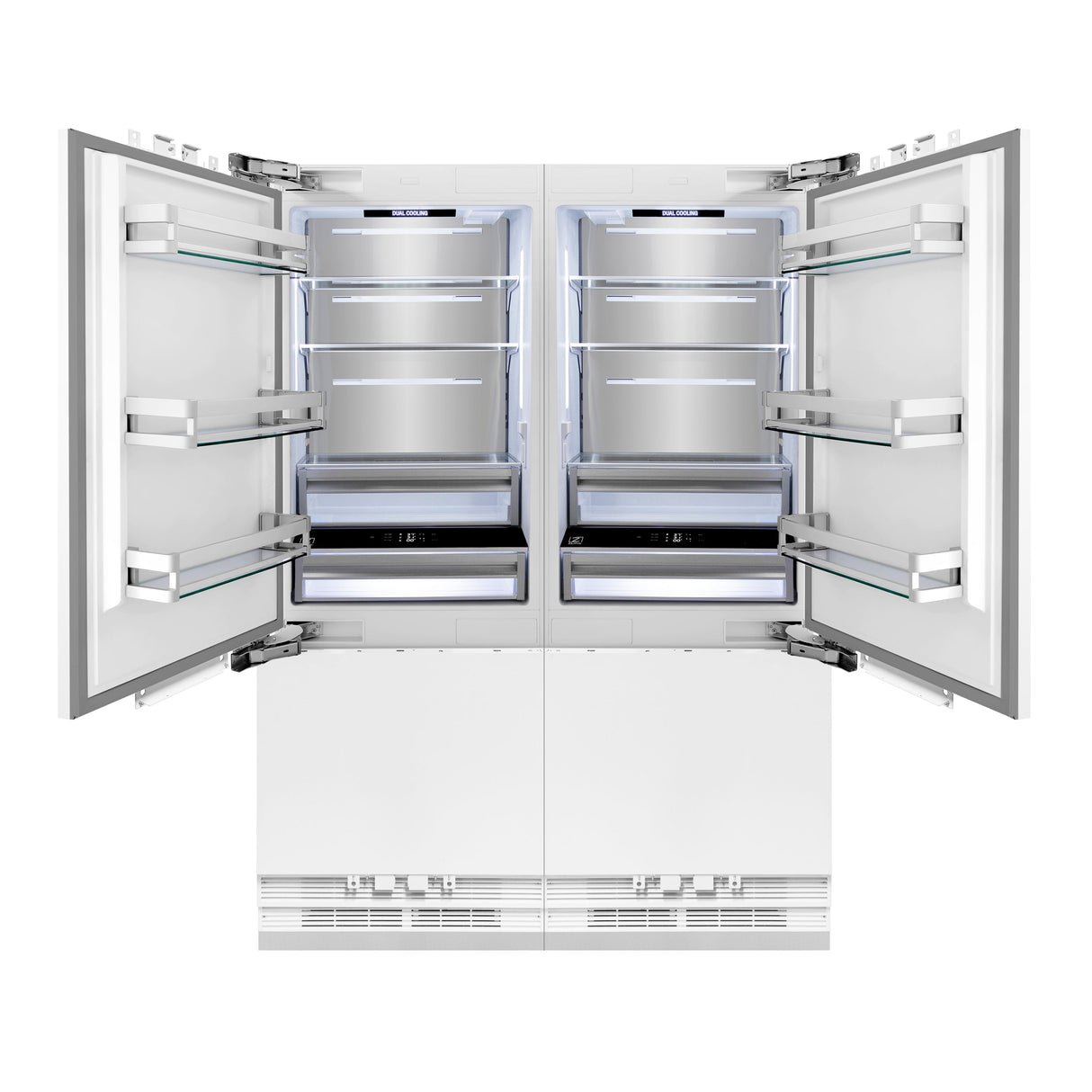 ZLINE Autograph Edition 60 in. 32.2 cu. ft. Panel Ready French Door Built-In Bottom Freezer Refrigerator with Water Dispenser and Ice Maker with Polished Gold Accents (RBIVZ-60-G)