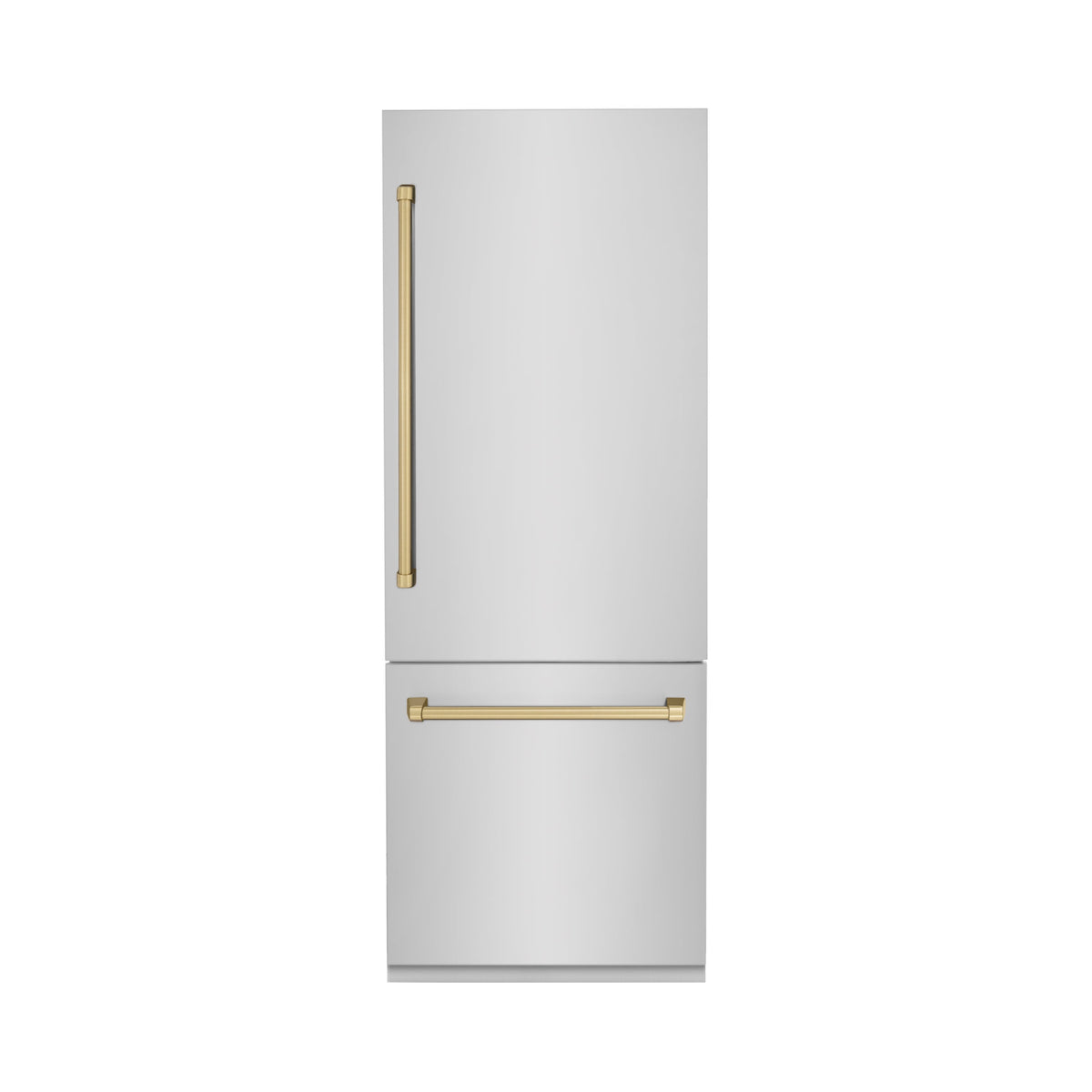 ZLINE Autograph Edition 30 in. 16.1 cu. ft. Built-In Bottom Freezer Refrigerator with Water Dispenser and Ice Maker in Stainless Steel with Champagne Bronze Accents (RBIVZ-304-30-CB)