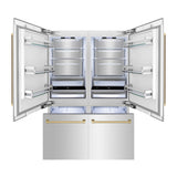 ZLINE Autograph Edition 60 in. 32.2 cu. ft. French Door Built-In Bottom Freezer Refrigerator with Water Dispenser and Ice Maker in Stainless Steel with Champagne Bronze Accents (RBIVZ-304-60-CB)