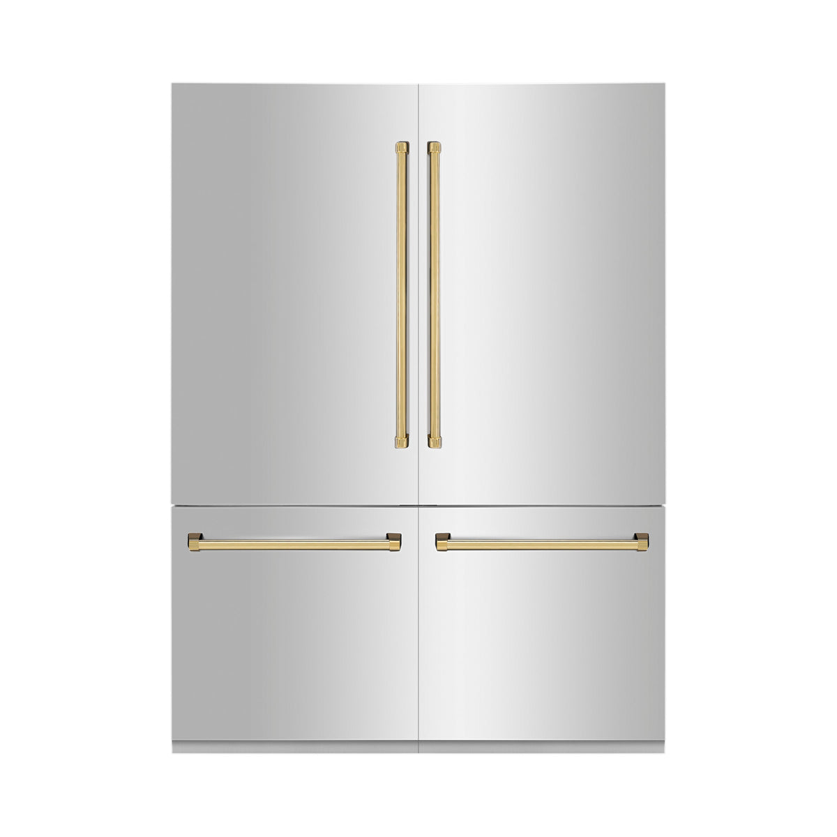 ZLINE Autograph Edition 60 in. 32.2 cu. ft. French Door Built-In Bottom Freezer Refrigerator with Water Dispenser and Ice Maker in Stainless Steel with Polished Gold Accents (RBIVZ-304-60-G)