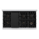 ZLINE Autograph Edition 48 in. 6.7 cu. ft. Classic Double Oven Gas Range with 8 Burner Cooktop in Stainless Steel with Black Matte Doors and Polished Gold Accents (CGRZ-BLM-48-G)
