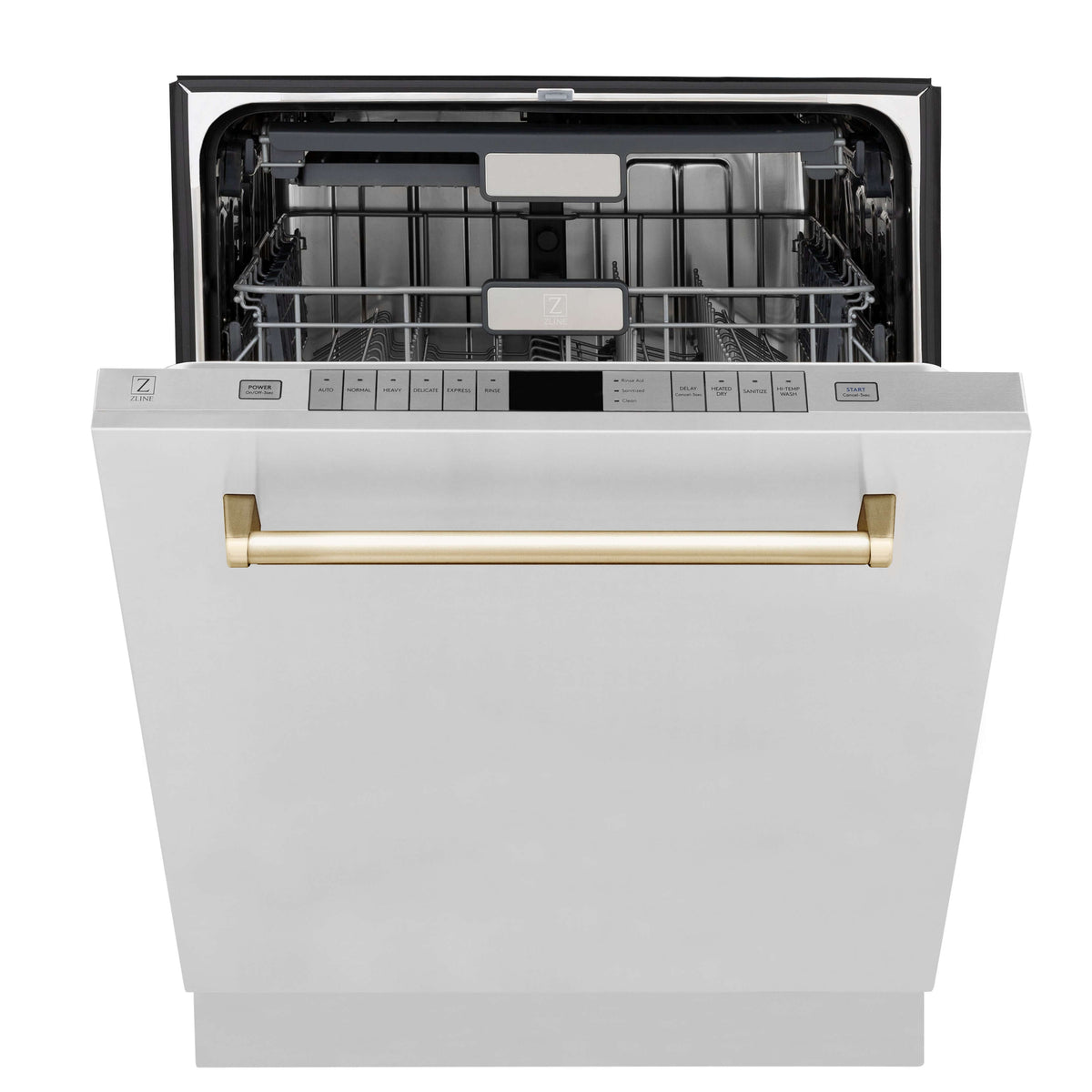 ZLINE Autograph Edition 30 in. Kitchen Package with Stainless Steel Dual Fuel Range, Range Hood, Dishwasher, and Refrigerator with External Water Dispenser with Polished Gold Accents (4AKPR-RARHDWM30-G)