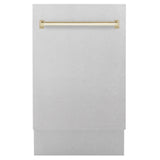 ZLINE Autograph Edition 18” Tallac Series 3rd Rack Top Control Built-In Dishwasher in Fingerprint Resistant Stainless Steel with Polished Gold Handle, 51dBa (DWVZ-SN-18-G)