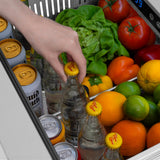 ZLINE Autograph Edition 24 in. Touchstone 168 Can Outdoor-Rated Dual Refrigerator Drawer with Satin Stainless Steel Doors and Polished Gold Handles (RDSOZ-SN-24-G)