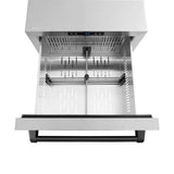 ZLINE Autograph Edition 24 in. Touchstone 168 Can Outdoor-Rated Dual Refrigerator Drawer with Satin Stainless Steel Doors and Matte Black Handles (RDSOZ-SN-24-MB)