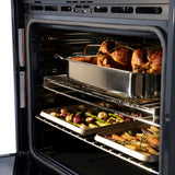 ZLINE 30 in. Autograph Edition Professional True Convection Double Wall Oven with Air Fry and Self Clean in Satin Stainless Steel with White Matte Doors and Matte Black Handles (WADSZ-WM-30-MB)