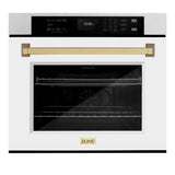 ZLINE 30 in. Autograph Edition Professional True Convection Single Wall Oven with Air Fry and Self Clean in Satin Stainless Steel with White Matte Door and Champagne Bronze Handle (WASSZ-WM-30-CB)