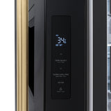 ZLINE Autograph Edition 36 in. 28.9 cu. ft. Standard-Depth French Door External Water Dispenser Refrigerator with Dual Ice Maker in Fingerprint-Resistant Black Stainless Steel and Champagne Bronze Traditional Handles (RSMZ-W-36-BS-CB)