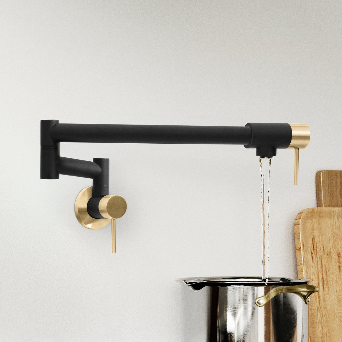 ZLINE Autograph Edition Gemini Pot Filler in Matte Black and Champagne Bronze (GEM-FPF-ZMBCB)