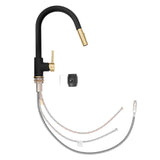 ZLINE Autograph Edition Gemini Pull Down Single Handle Kitchen Faucet in Matte Black and Champagne Bronze (GEM-KF-ZMBCB)