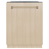 ZLINE Autograph Edition 24" Monument Series 3rd Rack Top Touch Control Tall Tub Dishwasher in Custom Panel Ready with Champagne Bronze Handle, 45dBa (DWMTZ-24-CB)