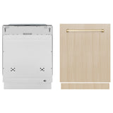 ZLINE Autograph Edition 24" Monument Series 3rd Rack Top Touch Control Tall Tub Dishwasher in Custom Panel Ready with Polished Gold Handle, 45dBa (DWMTZ-24-G)