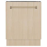 ZLINE Autograph Edition 24" Tallac Series 3rd Rack Top Control Built-In Tall Tub Dishwasher in Custom Panel Ready with Champagne Bronze Handle, 51dBa (DWVZ-24-CB)