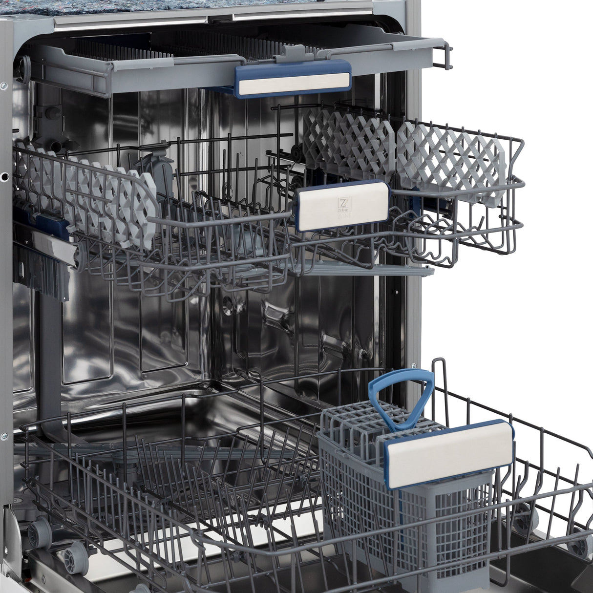 ZLINE Autograph Edition 24" Tallac Series 3rd Rack Top Control Built-In Tall Tub Dishwasher in Custom Panel Ready with Polished Gold Handle, 51dBa (DWVZ-24-G)