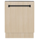 ZLINE Autograph Edition 24" Tallac Series 3rd Rack Top Control Built-In Tall Tub Dishwasher in Custom Panel Ready with Matte Black Handle, 51dBa (DWVZ-24-MB)