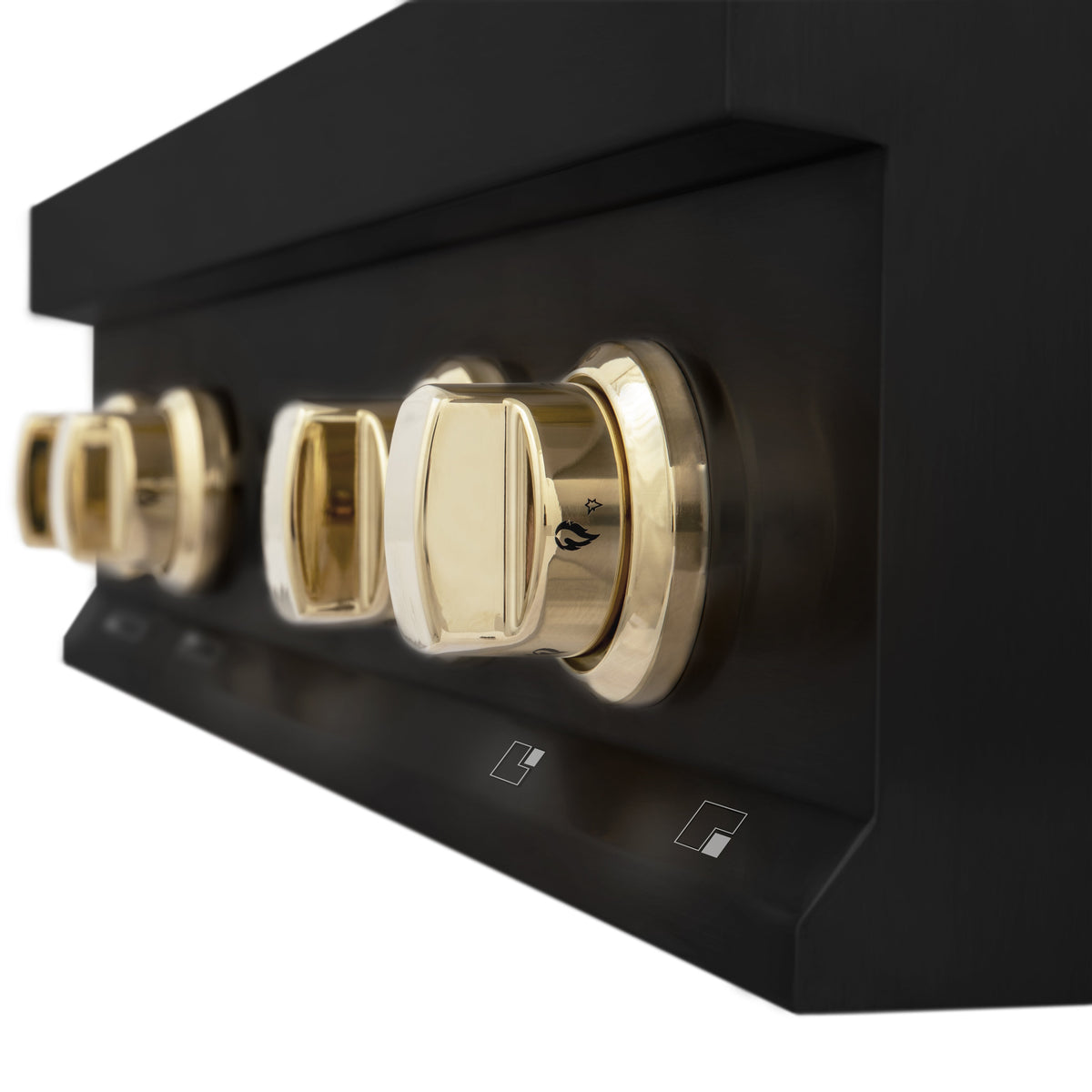 ZLINE Autograph Edition 30" Porcelain Rangetop with 4 Gas Burners in Black Stainless Steel and Polished Gold Accents (RTBZ-30-G)