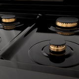 ZLINE Autograph Edition 48 in. Legacy Gas Rangetop with 7 Burners and Porcelain Cooktop in Black Stainless Steel with Champagne Bronze Accents (RTBZ-48-CB)
