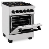 ZLINE Autograph Edition 24 in. 2.8 cu. ft. Legacy Dual Fuel Range with 4 Burner Gas Cooktop and Electric Convection Oven in Satin Stainless Steel and Matte Black Accents (RASZ-SN-24-MB)