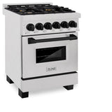 ZLINE Autograph Edition 24 in. 2.8 cu. ft. Legacy Dual Fuel Range with 4 Burner Gas Cooktop and Electric Convection Oven in Satin Stainless Steel and Matte Black Accents (RASZ-SN-24-MB)