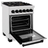 ZLINE Autograph Edition 24 in. 2.8 cu. ft. Legacy Dual Fuel Range with 4 Burner Gas Cooktop and Electric Convection Oven in Satin Stainless Steel and Matte Black Accents (RASZ-SN-24-MB)