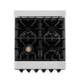 ZLINE Autograph Edition 24 in. 2.8 cu. ft. Legacy Dual Fuel Range with 4 Burner Gas Cooktop and Electric Convection Oven in Satin Stainless Steel and Matte Black Accents (RASZ-SN-24-MB)