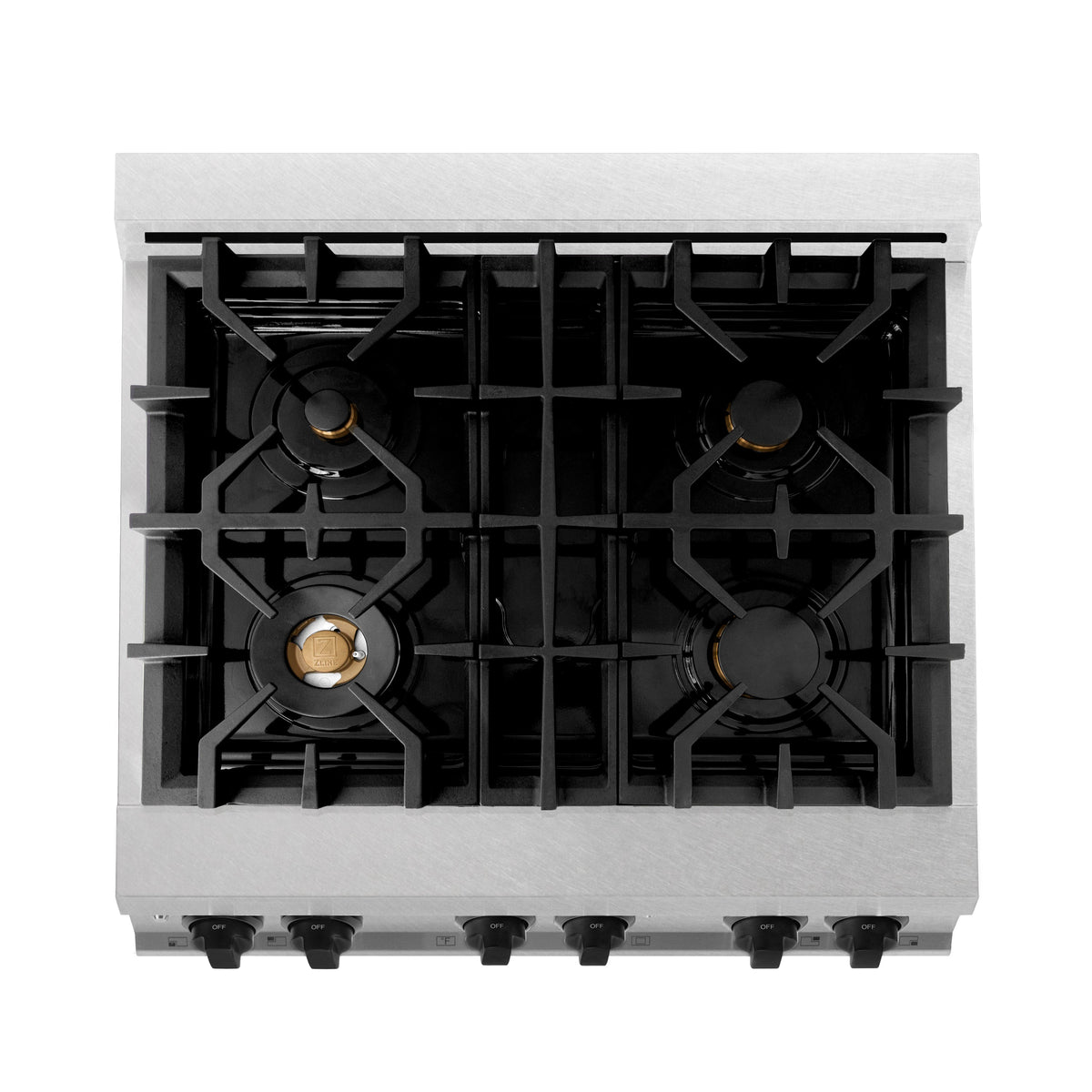ZLINE Autograph Edition 30 in. 4.0 cu. ft. Legacy Dual Fuel Range with 4 Burner Gas Cooktop and Electric Convection Oven in Satin Stainless Steel and Matte Black Accents (RASZ-SN-30-MB)