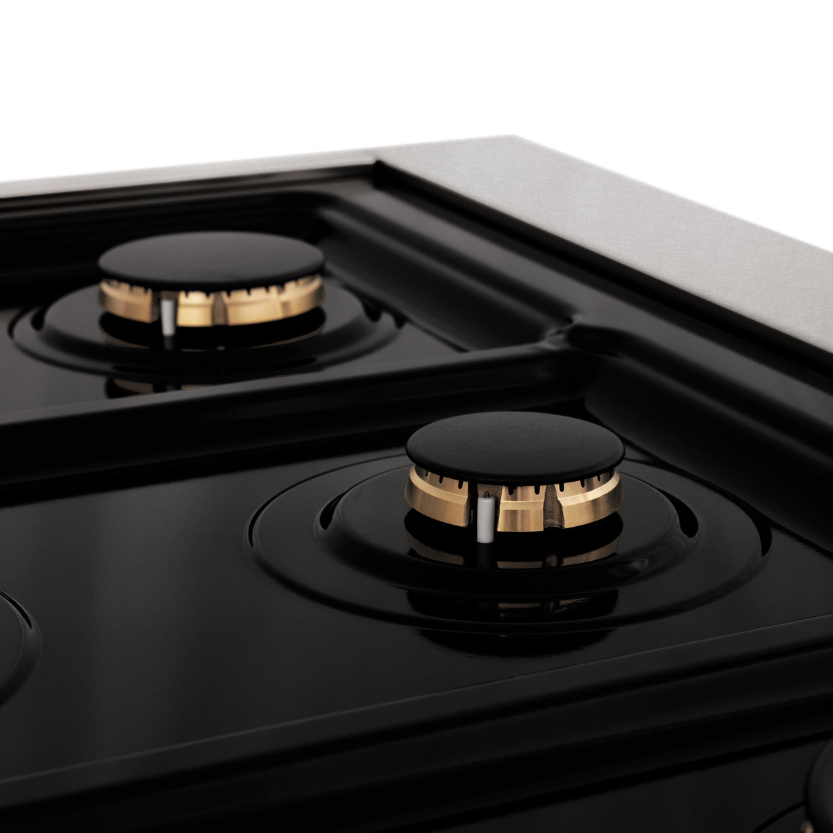 ZLINE Autograph Edition 36 in. 4.6 cu. ft. Legacy Dual Fuel Range with 6 Burner Gas Cooktop and Electric Convection Oven in Satin Stainless Steel and Polished Gold Accents (RASZ-SN-36-G)