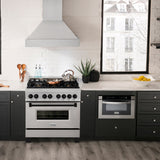 ZLINE Autograph Edition 36 in. 4.6 cu. ft. Legacy Dual Fuel Range with 6 Burner Gas Cooktop and Electric Convection Oven in Satin Stainless Steel and Matte Black Accents (RASZ-SN-36-MB)