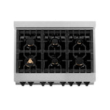ZLINE Autograph Edition 48 in. 6.0 cu. ft. Legacy Dual Fuel Range with 7 Burner Gas Cooktop and 2 Electric Ovens in Satin Stainless Steel and Champagne Bronze Accents (RASZ-SN-48-CB)