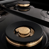 ZLINE Autograph Edition 60 in. 7.4 cu. ft. Legacy Dual Fuel Range with 9 Burner Gas Cooktop and 2 Electric Convection Ovens in Satin Stainless Steel and Champagne Bronze Accents (RASZ-SN-60-CB)