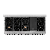 ZLINE Autograph Edition 60 in. 7.4 cu. ft. Legacy Dual Fuel Range with 9 Burner Gas Cooktop and 2 Electric Convection Ovens in Satin Stainless Steel and Matte Black Accents (RASZ-SN-60-MB)