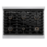 ZLINE Autograph Edition 36 in. 5.2 cu. ft. Paramount Gas Range with 6 Burner Cooktop and Convection Gas Oven in Satin Stainless Steel and Champagne Bronze Accents (SGRSZ-36-CB)