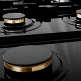 ZLINE Autograph Edition 36 in. Legacy Gas Rangetop with 6 Burners and Porcelain Cooktop in Satin Stainless Steel with Matte Black Accents (RTSZ-36-MB)