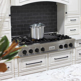 ZLINE Autograph Edition 48 in. Legacy Gas Rangetop with 7 Burners and Porcelain Cooktop in Satin Stainless Steel with Matte Black Accents (RTSZ-48-MB)