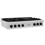 ZLINE Autograph Edition 48 in. Legacy Gas Rangetop with 7 Burners and Porcelain Cooktop in Satin Stainless Steel with Matte Black Accents (RTSZ-48-MB)