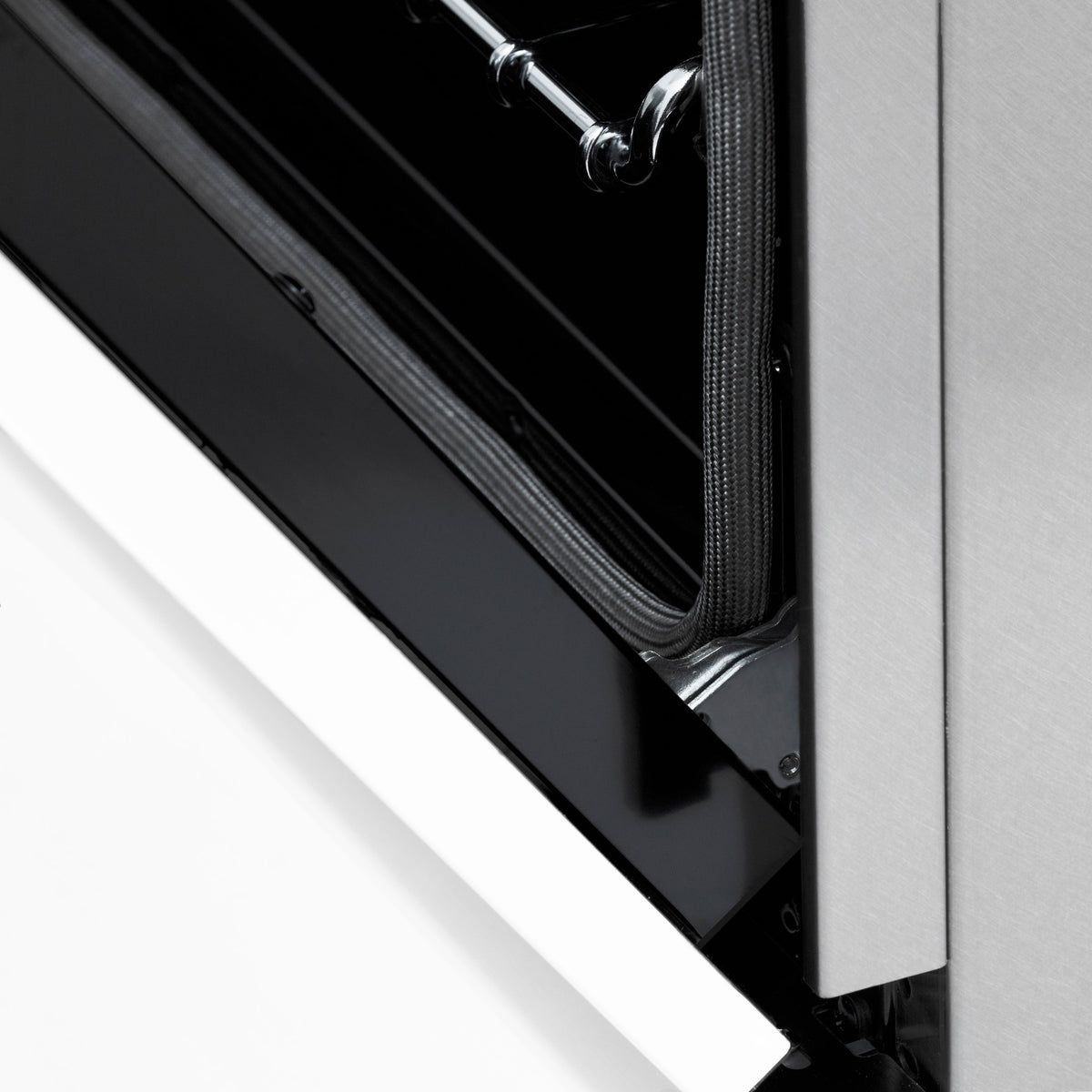 ZLINE Autograph Edition 30 in. 4.0 cu. ft. Legacy Dual Fuel Range with 4 Burner Gas Cooktop and Electric Convection Oven in Satin Stainless Steel with White Matte Door and Matte Black Accents (RASZ-WM-30-MB)