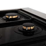 ZLINE Autograph Edition 36 in. 4.6 cu. ft. Legacy Dual Fuel Range with 6 Burner Gas Cooktop and Electric Convection Oven in Satin Stainless Steel with Black Matte Door and Polished Gold Accents (RASZ-BLM-36-G)