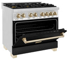 ZLINE Autograph Edition 36 in. 4.6 cu. ft. Legacy Dual Fuel Range with 6 Burner Gas Cooktop and Electric Convection Oven