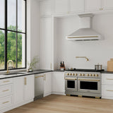 ZLINE Autograph Edition 48" Stainless Steel Range Hood with Stainless Steel Shell and Champagne Bronze Handle (8654STZ-48-CB)