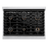 ZLINE Autograph Edition 36 in. 5.2 cu. ft. Paramount Gas Range with 6 Burner Cooktop and Convection Gas Oven in Stainless Steel and Polished Gold Accents (SGRZ-36-G)