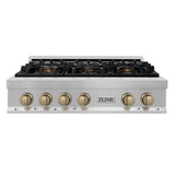 ZLINE 36 In. Autograph Edition Rangetop in Stainless Steel with Champagne Bronze Accents (RTZ-36-CB)