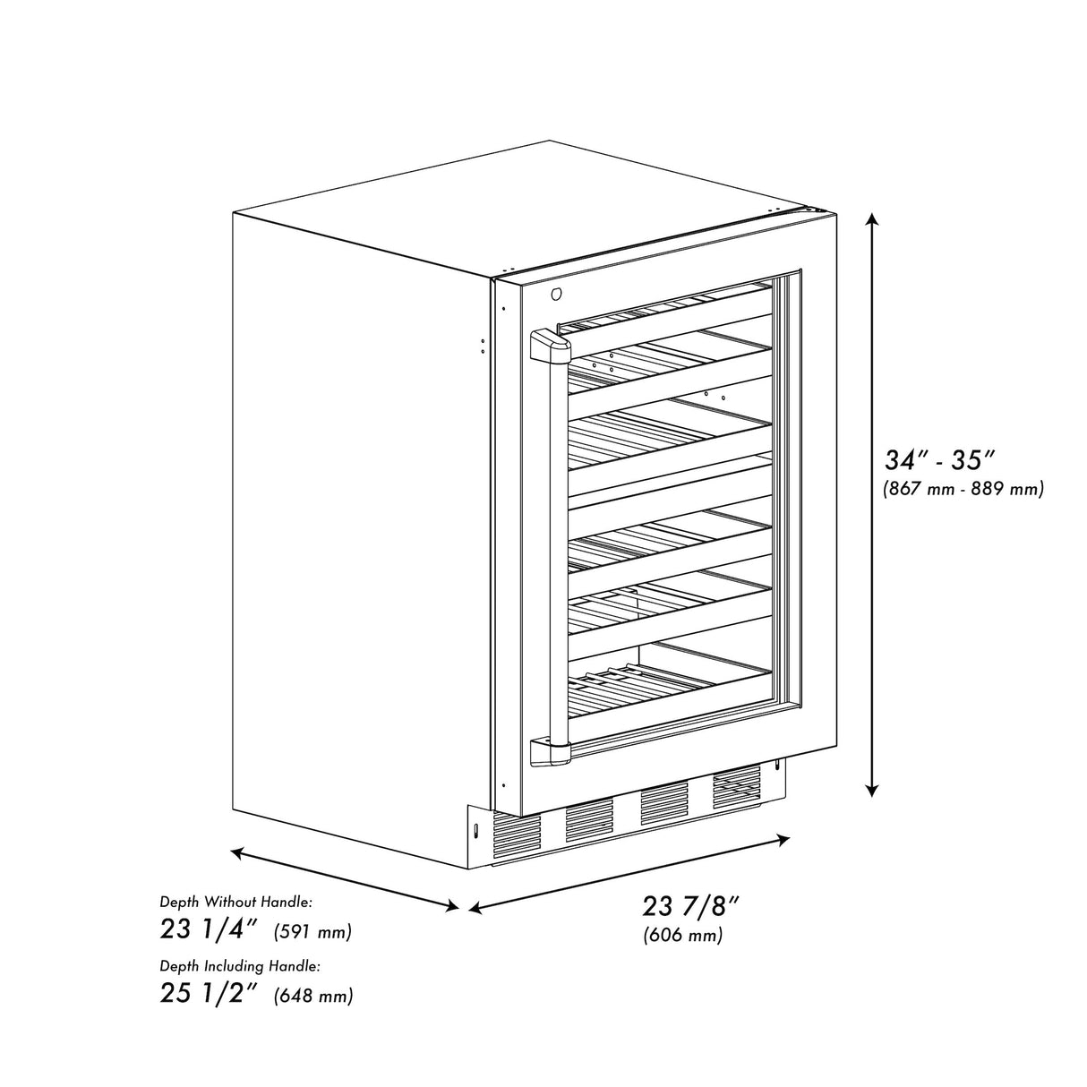 ZLINE Autograph Edition 24 in. Touchstone Dual Zone 44 Bottle Wine Cooler With Black Stainless Steel Glass Door And Polished Gold Handle (RWDOZ-BS-24-G)