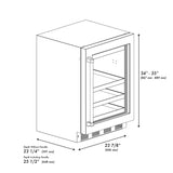 ZLINE Autograph Edition 24 in. Touchstone 151 Can Beverage Fridge With Satin Stainless Steel Glass Door And Matte Black Handle (RBSOZ-SN-24-MB)
