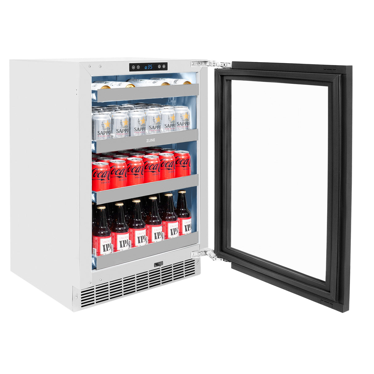 ZLINE 24 In. Touchstone Beverage Fridge with Panel-Ready Glass Door and Matte Black Handle (RBSPOZ-24-MB)