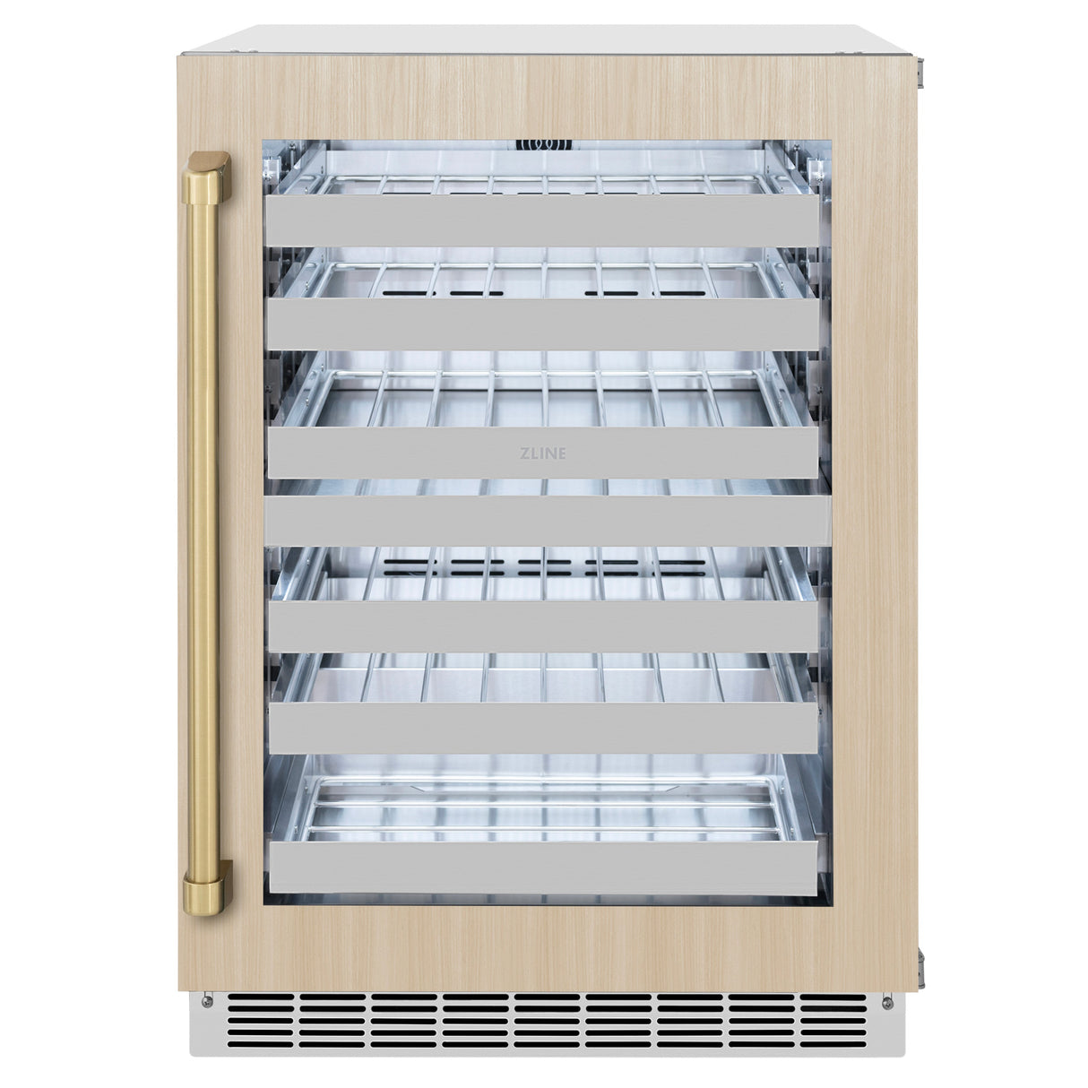 ZLINE 24 In. Touchstone Wine Cooler with Panel-Ready Glass Door and Champagne Bronze Handle (RWDPOZ-24-CB)