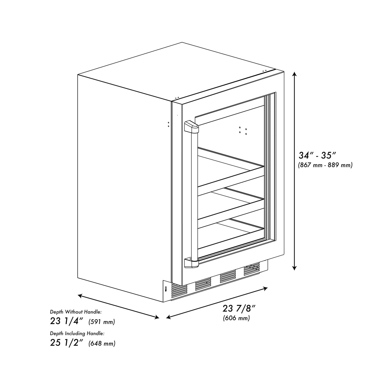 ZLINE 24 In. Touchstone Beverage Fridge with Stainless Steel Glass Door and Matte Black Handle (RBSOZ-GS-24-MB)