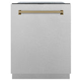 ZLINE Autograph Edition 24" Monument Series 3rd Rack Top Touch Control Tall Tub Dishwasher in Fingerprint Resistant Stainless Steel with Champagne Bronze Handle, 45dBa (DWMTZ-SN-24-CB)