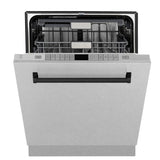 ZLINE Autograph Edition 24" Monument Series 3rd Rack Top Control Built-In Tall Tub Dishwasher in Fingerprint Resistant Stainless Steel with Matte Black Handle, 45dBa (DWMTZ-SN-24-MB)